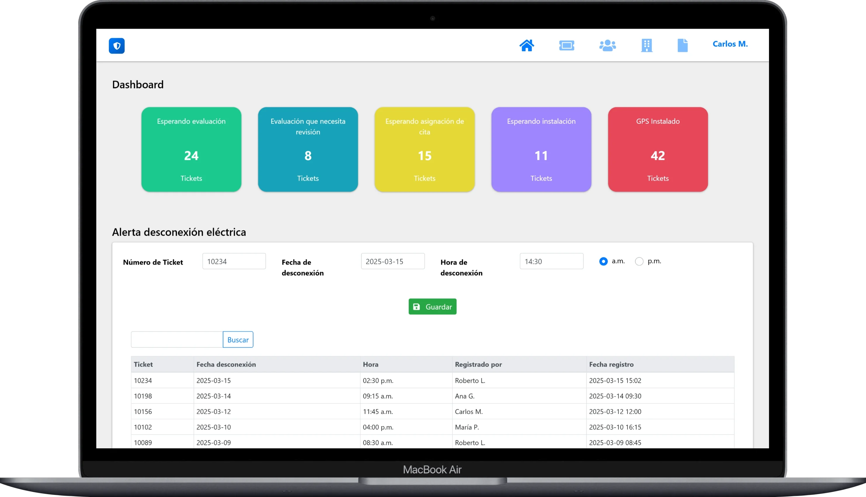 Sistema de tickets vehicular