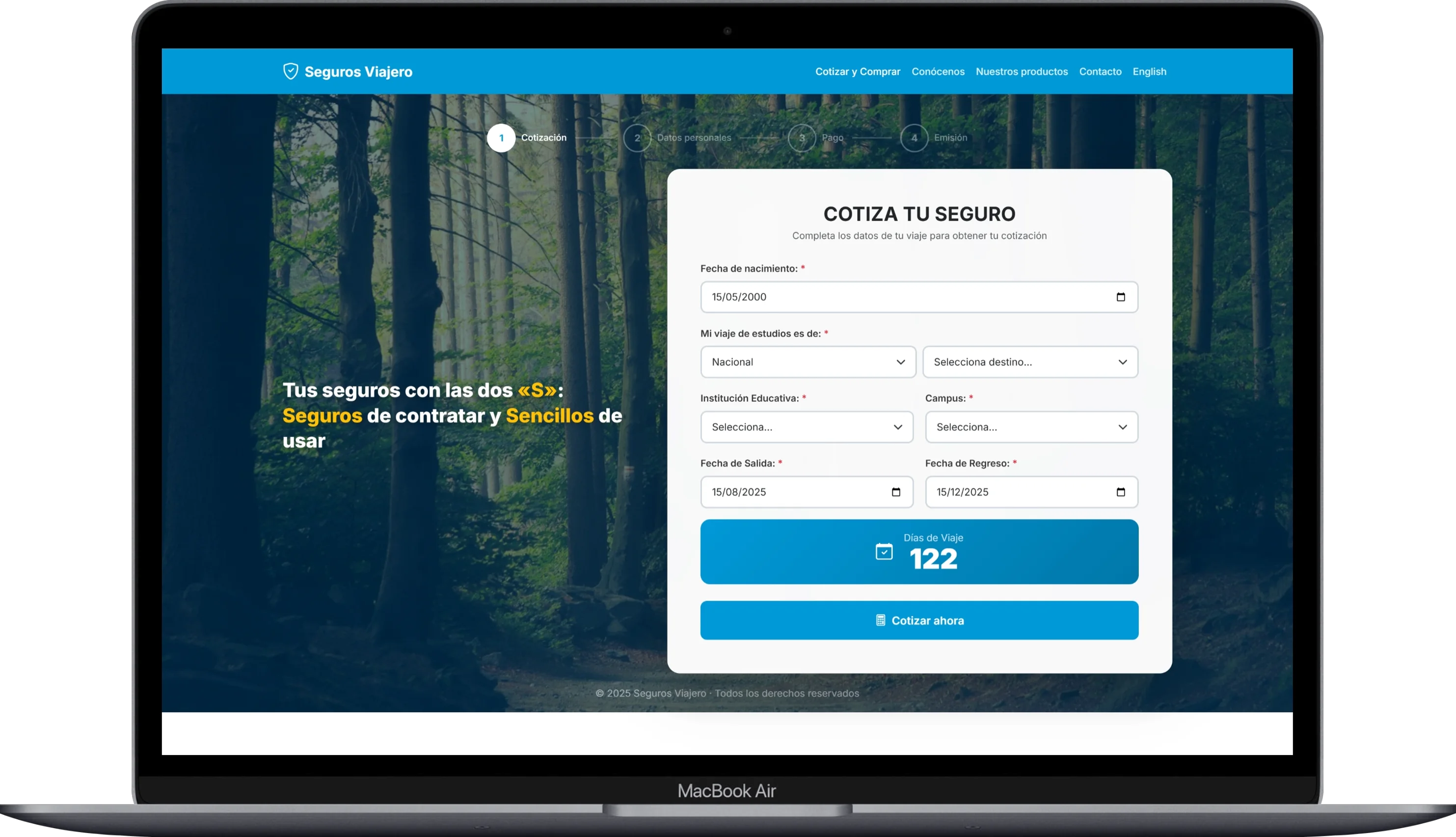 Cotizador de seguros de viaje
